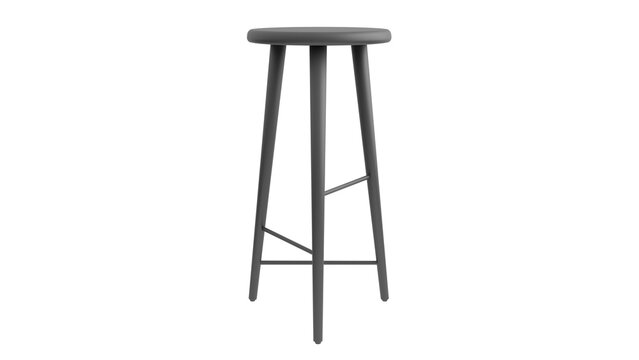 Minimalist Black Bar Stool Isolated on Transparent Background
