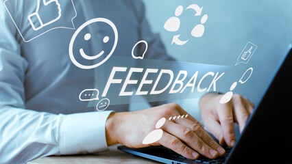 Feedback and customer experience interface with user reviews, ratings, and comments, online reputation, and customer engagement to verify service quality