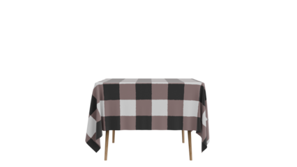 Checkered Tablecloth on Table with Transparent Background
