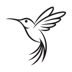 Obraz premium Minimalist flying hummingbird line art