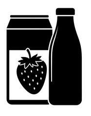 Strawberry Drink and Milk Bottle - Refreshing Beverage Duo.