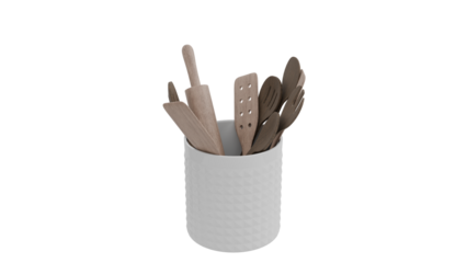 Wooden Utensils in a White Holder