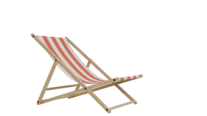 Striped Beach Chair on Transparent Background
