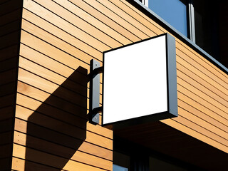 Blank signboard on modern building exterior
