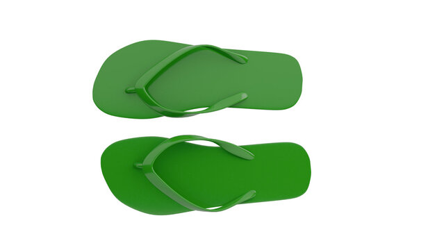 Green Flip Flops on Transparent Background