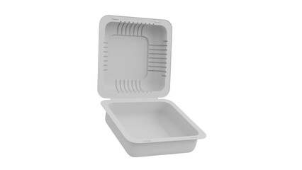 White Open Takeout Container on Transparent Background