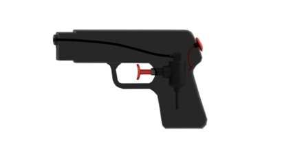Black Silhouette of Handgun on Transparent Background