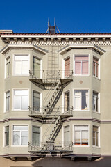 fire rescue ladder at an old historic house
