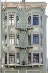 fire rescue ladder at an old historic house