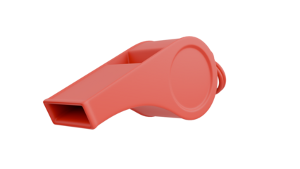 Red Plastic Whistle on White Background