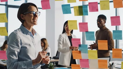 Office worker with sticky notes