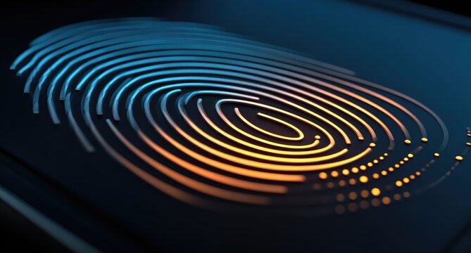 Close-up of a glowing fingerprint - Powered by Adobe