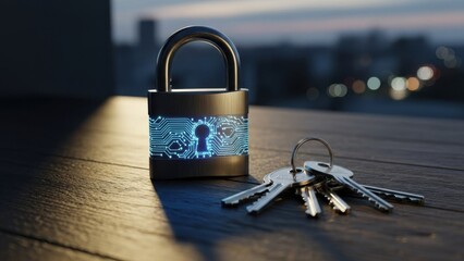 Metallic Padlock and Keys Representing Digital Security and Access Control