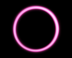 Glowing pink magic ring. Neon realistic energy flare halo ring. Abstract light effect on a black background. Vector illustration. © Elena