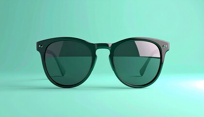 Stylish Black Sunglasses on a Turquoise Background - A Minimalist Aesthetic.