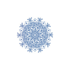 Elegant Blue Mandala Ornament on transparent  Background.