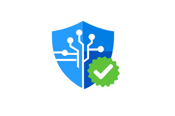 Fototapeta premium Digital security shield with a checkmark