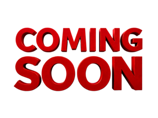 Coming soon message in bold red letters