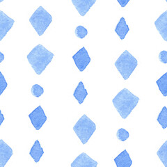 Soft Blue Watercolor Hand Painted Seamless Pattern