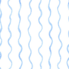 Soft Blue Watercolor Hand Painted Seamless Pattern