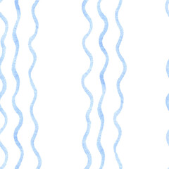 Soft Blue Watercolor Hand Painted Seamless Pattern