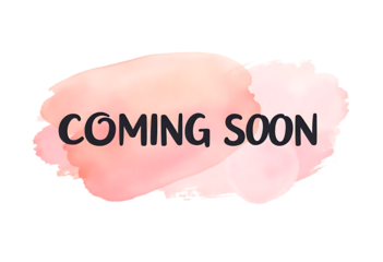 Coming soon message on pink watercolor stain