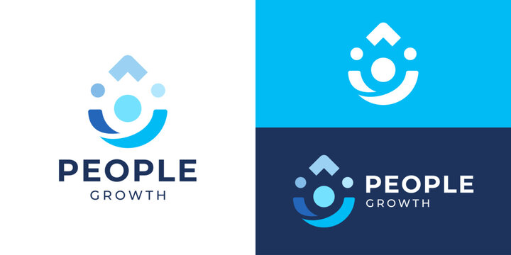 Simple people growth logo template. Startup symbol logo design illustration or teamwork progress. Leadership logo design vector illustration.