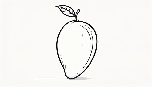 Simple line drawing of a mango fruit with leaf.