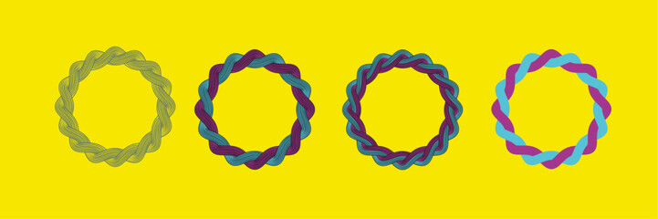 Twisted rope circle frame. Round rope border.