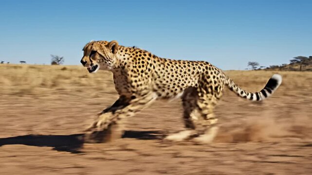 Cheetah running in savanna