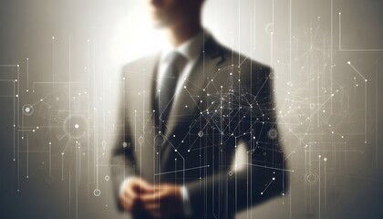 Businessman in digital network