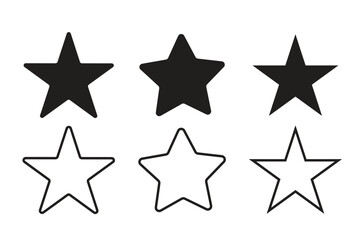 Obraz premium Minimal Star Icons in Solid and Outline Styles – Vector Illustration