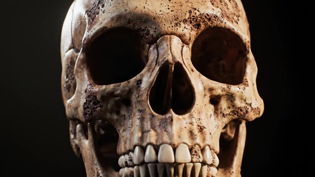 Human skull with dark background