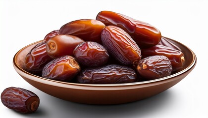 Bowl Of Fresh Brown Dates Isolated On Transparent Background Healthy Snack Ramadan Food Middle Eastern Cuisine Sweet Fruit Traditional Desserts