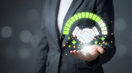 Business Partnership Success and Handshake Progress Status Icon