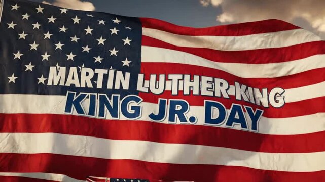 Patriotic Martin Luther King Jr. Day Greeting on Waving USA Flag