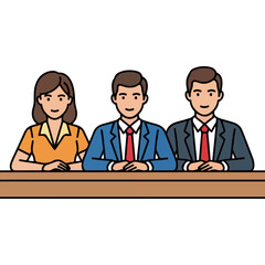 Obraz premium Three diverse professionals sitting at a table in a formal setting.
