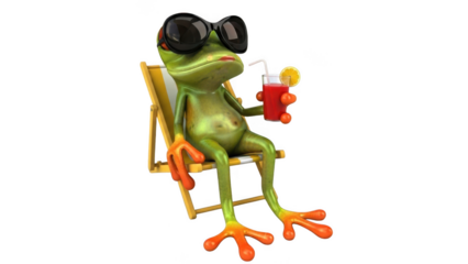 Relaxed frog enjoying a drink