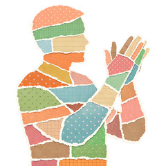 Paper collage illustration of person clapping