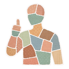 Person silhouette giving thumbs up paper collage