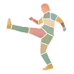Paper cut style illustration of person kicking