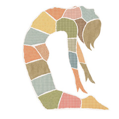 Paper cut style illustration of person bending forward