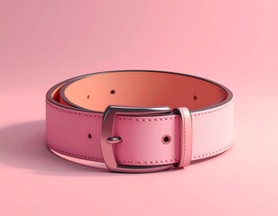 Stylish Pink Leather Belt on Matching Background.