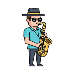 Cool jazz musician playing saxophone with style and confidence
