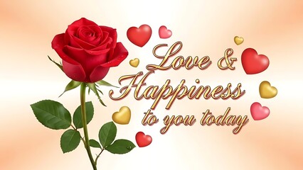 A vibrant red rose symbolizing love and happiness