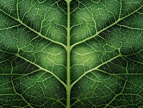 Macro Leaf Vein Pattern Photography Green Colors Represents Natural Biological Complexity