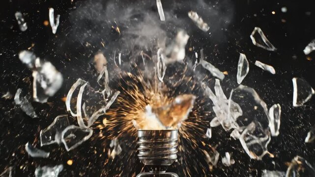 Light bulb with glowing filament and sparks