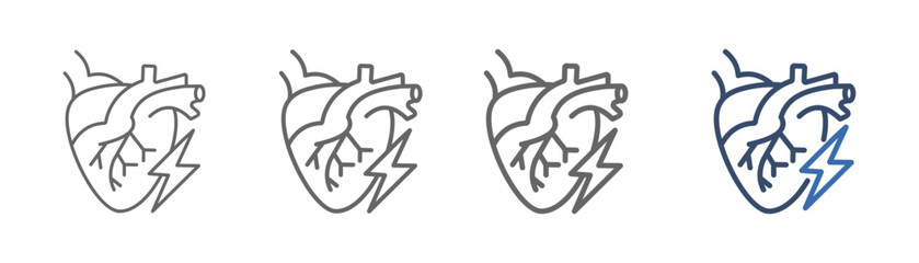 
outline icon set heart attack with heart design and disease attack