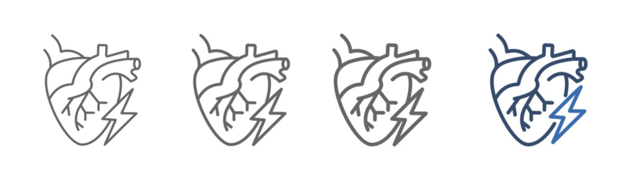 
outline icon set heart attack with heart design and disease attack