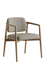 Modern wooden armchair with grey cushion